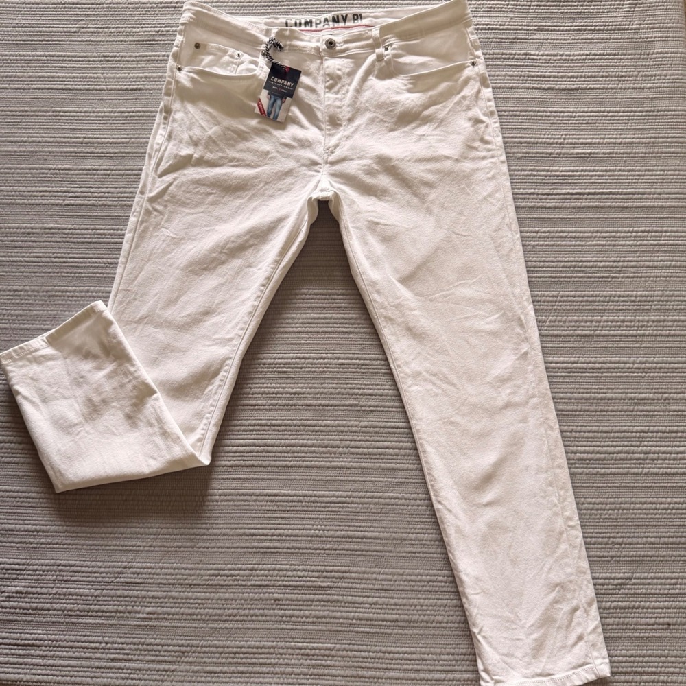 NWT Company Eighty One Mens Stratford Slim Fit White Jeans Premium Stretch 38x32